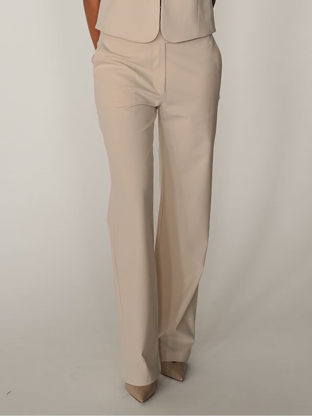 NEW Djerf Avenue Day-To-Day Pants Cream Size S Straight Leg $180 Retail